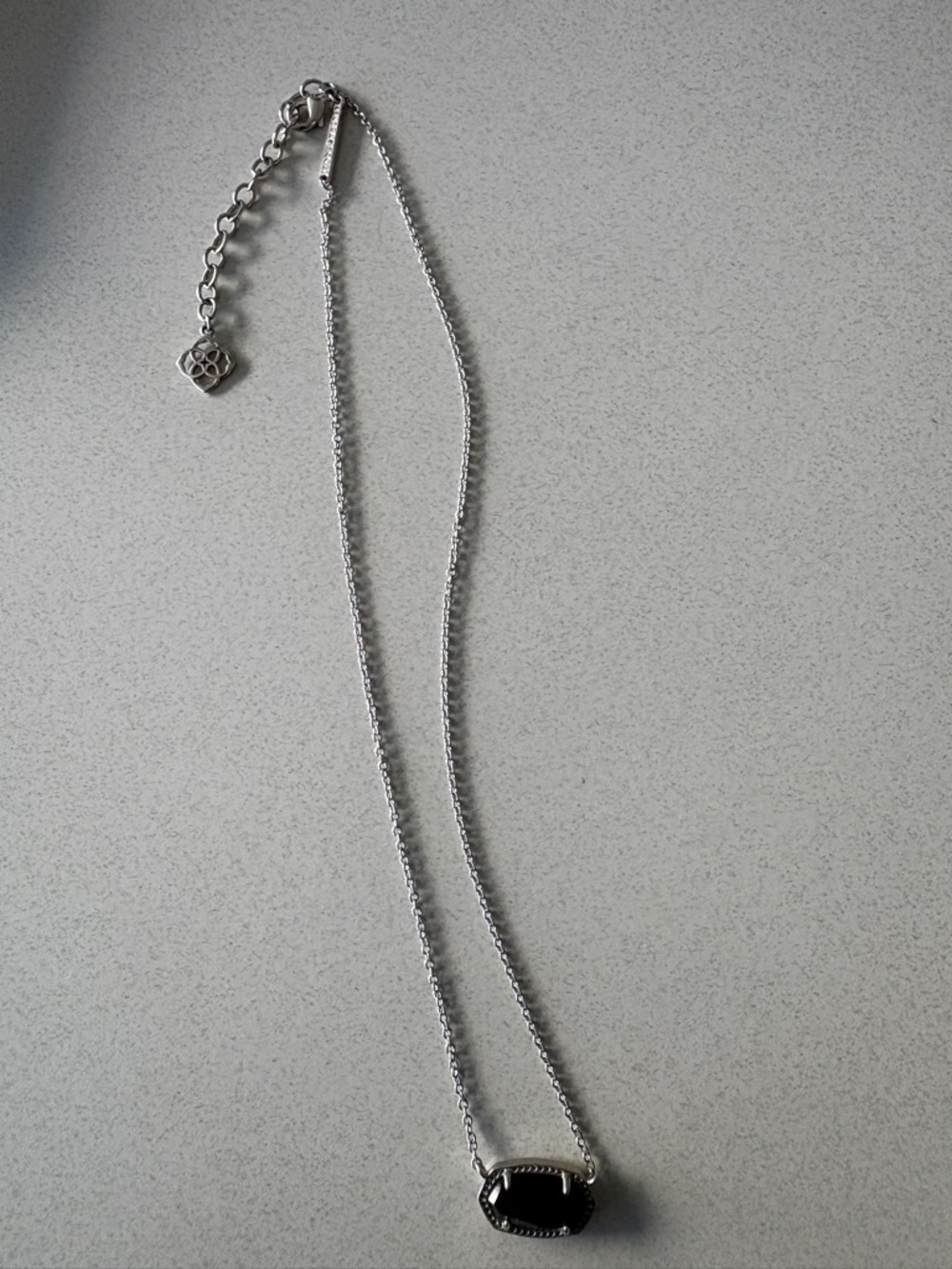 Kendra Scott Silver Necklace with Black Stone
